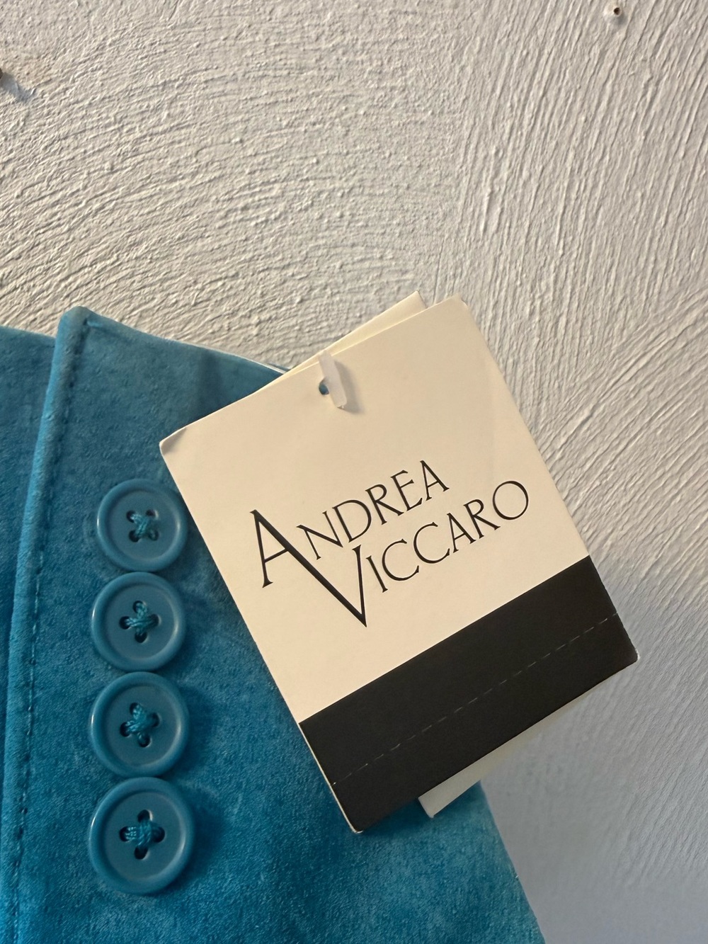 Vintage Andrea Viccaro Teal Suede Leather Blazer Jacket Y2K Small NWT - Picture 5 of 6
